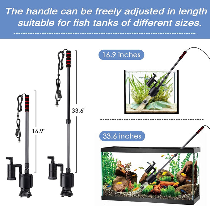 aqqa 6 in 1 automatic fish tank cleaning kit gravel vacuum for aquarium 320gph 20w