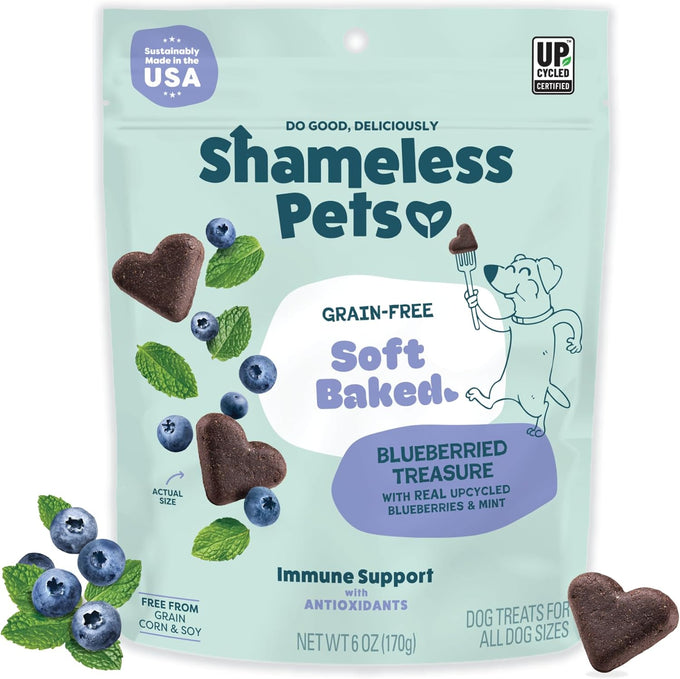 Shameless Pets Soft-Baked Dog Treats, Blueberried Treasure: Natural & Healthy Treats for Training & Immune Support, 6oz, Grain-Free