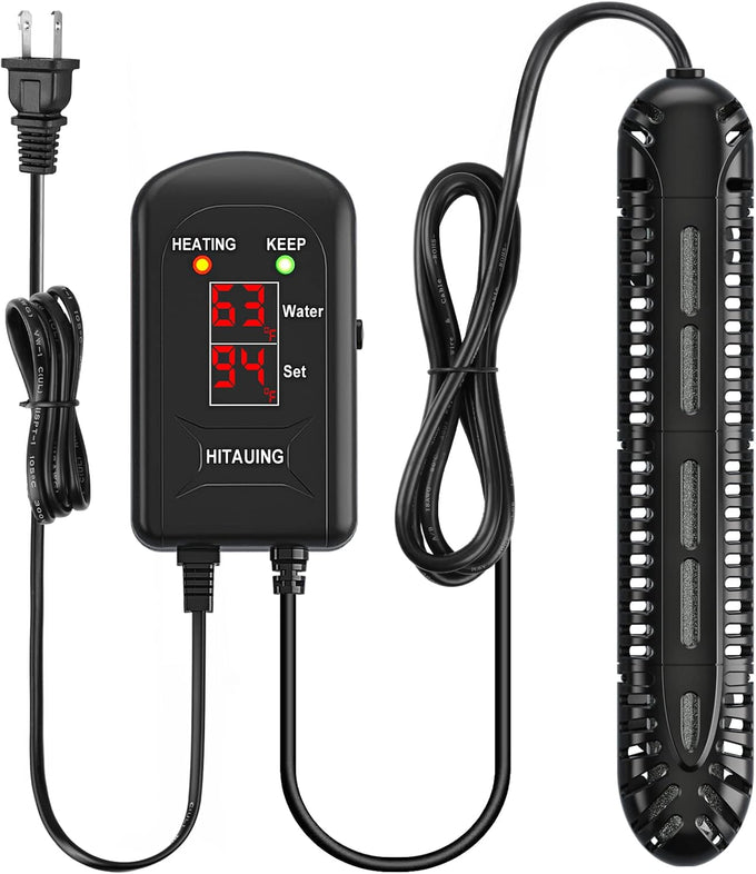 HiTauing 200W submersible aquarium heater with LED display for 20-40 gallon fish tanks