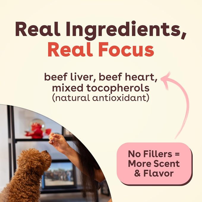 Pupford freeze-dried beef liver training treats, 475+ three-ingredient bites, 4 oz, pet treats for dogs & puppies