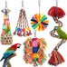 Colorful parrot toys set with bell, rope perch, and foraging toys for Conure, Cockatiel, Budgies, Lovebird