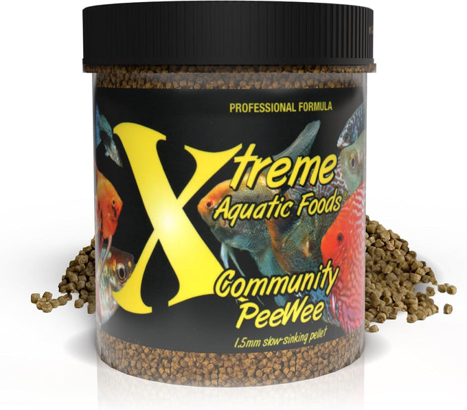 Xtreme Xtreme Community Peewee 1.5mm Pellets: USA Farm Grown, Slow Sinking for Community Fish, 5oz