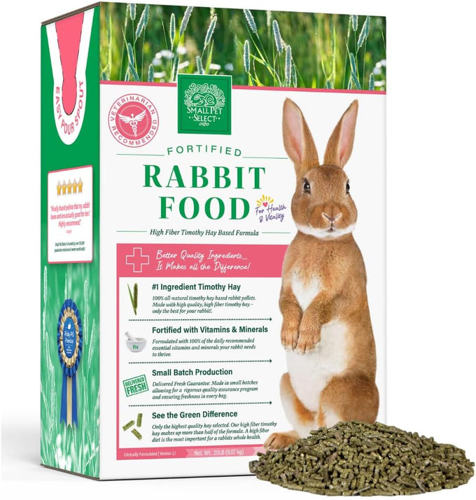 Timothy hay based rabbit food pellets, small pet select, 10 lb, high fiber, veterinarian recommended