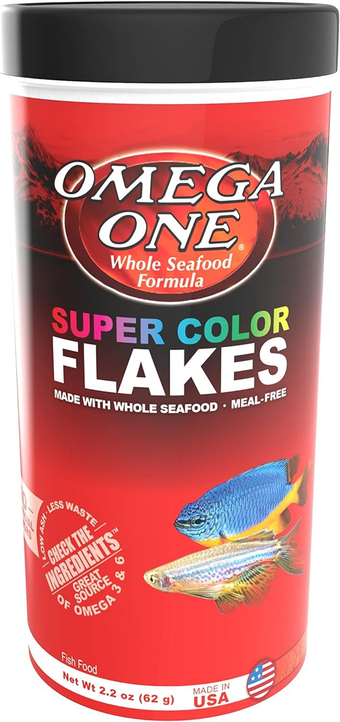 Omega One Super Color Flakes 5.3 oz fish food with natural color boosters and omega 3 & 6 HUFA's