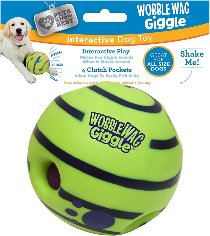 Pets Know Best Wobble Wag Giggle Ball 5.5" Interactive Dog Toy with Giggle Sounds