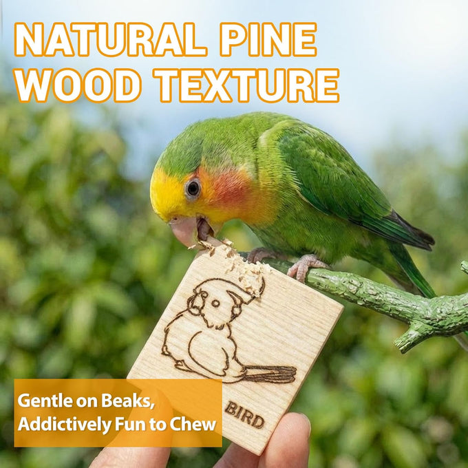 16 Pack Natural Balsa Wood Bird Chew Toys for Medium Birds, Softest Wood, Safe Chewing Toys