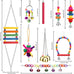 Colorful ladder hammock bird cage accessories for conures, parrots, parakeets, cockatiels, lovebirds, with hanging bell and chewing toys