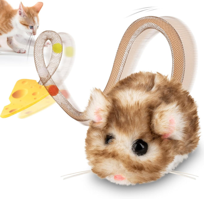 Migipaws Interactive MigiMouse Cat Toy, 360° Rolling & Spin, Grey, Rechargeable Plush Kitten Toy with Smart Motion Sensor and Realistic Squeak