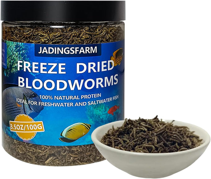 Jadingsfram 2.5 oz Freeze Dried Bloodworms Fish Food for Small to Medium Freshwater Saltwater Tropical Fish