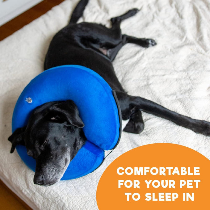BENCMATE soft inflatable dog cone collar alternative for small medium large dogs and cats, medium, blue