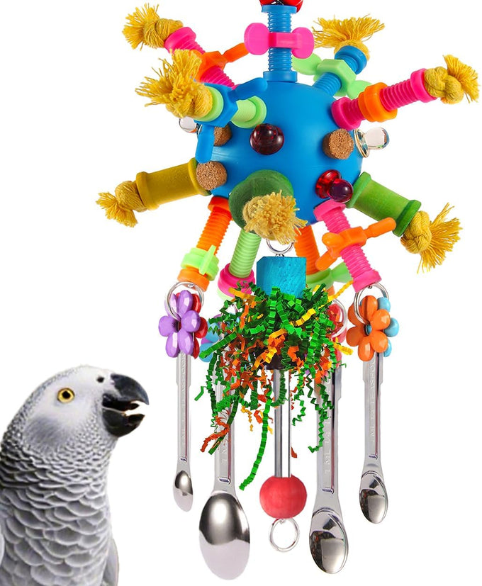 parrot toys stainless steel spoons colorful acrylic stick chew toys for amazons conures cockatiels lovebirds