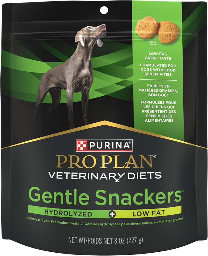 Purina Pro Plan Veterinary Diets Gentle Snackers Hydrolyzed Plus Low Fat Dog Treats, 8 oz. Pouch, Single Hydrolyzed Protein Source