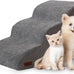 Aodisman 3-Step Grey Pet Ramp and Stairs for Sofa and Chair, 15.7" H, Non-Slip, Stable, Easy to Assemble
