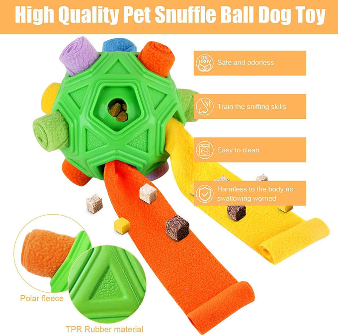 dog snuffle ball-interactive dog toys encourage natural foraging skills slow feeder for training stress relief, cloth strip hiding food chew toys