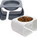 Kitty City elevated cat food & water bowls, set of 2, teal & light pink, 6.5 oz each, dishwasher safe, modern pedestal design