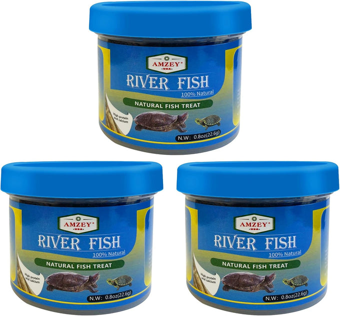 Amzey 2.3 oz dried whole river fish for turtles, terrapins, reptiles, and large tropical fish - natural and healthy