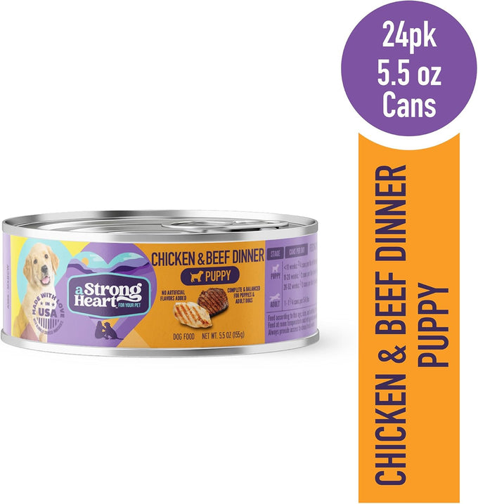 A Strong Heart Wet Puppy Food, Chicken & Beef - 5.5oz Cans (24 Pack)