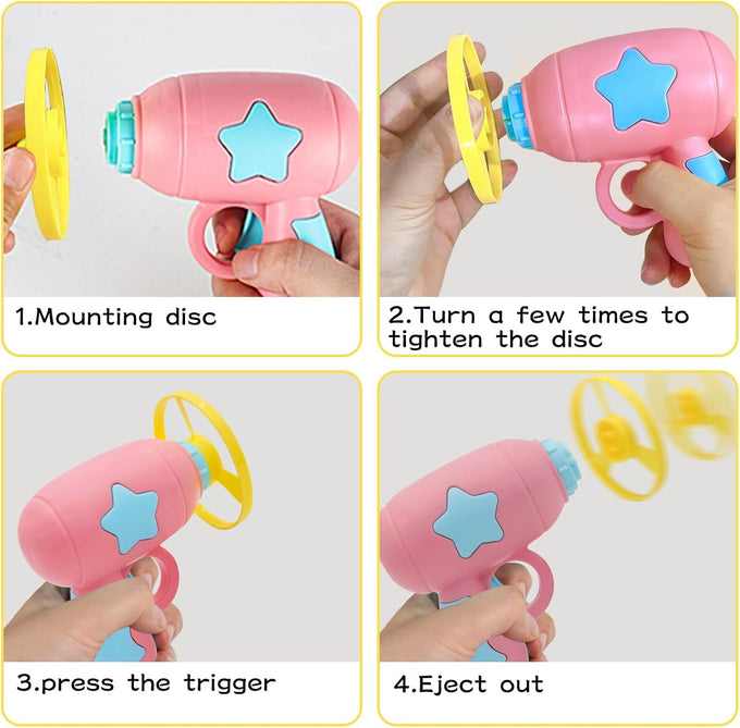 Andiker Cat Fetch Toy, blue, interactive kitten flying disc launcher with 5 colorful propellers for training and chasing