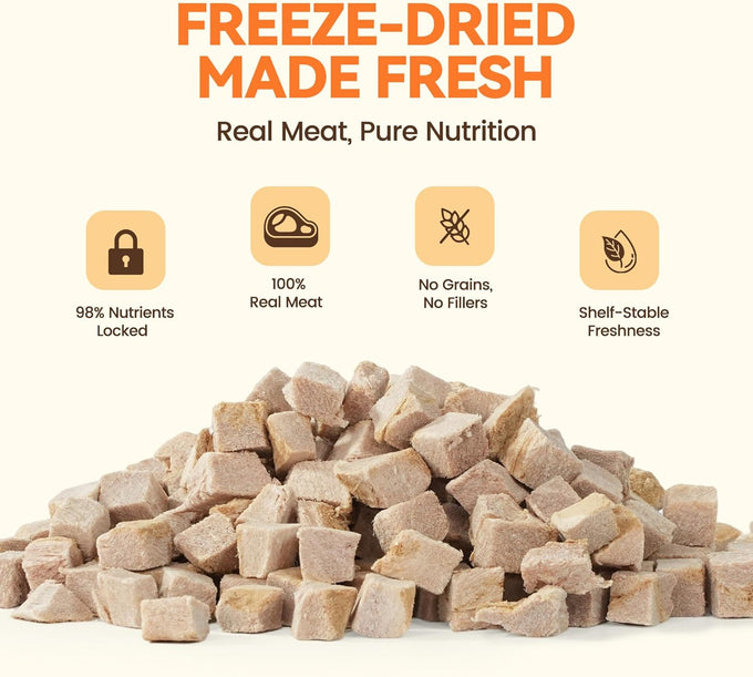Single Ingredient Duck Bites Freeze Dried Cat Treats Grain-Free High Protein Healthy Training Snacks for Cats & Dogs 1 oz
