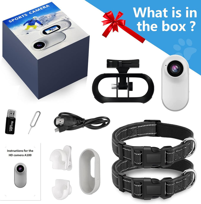 HD 1080P Mini Pet Collar Camera with Video Record and Photos for Dogs and Cats - Small Sports Video Cameras