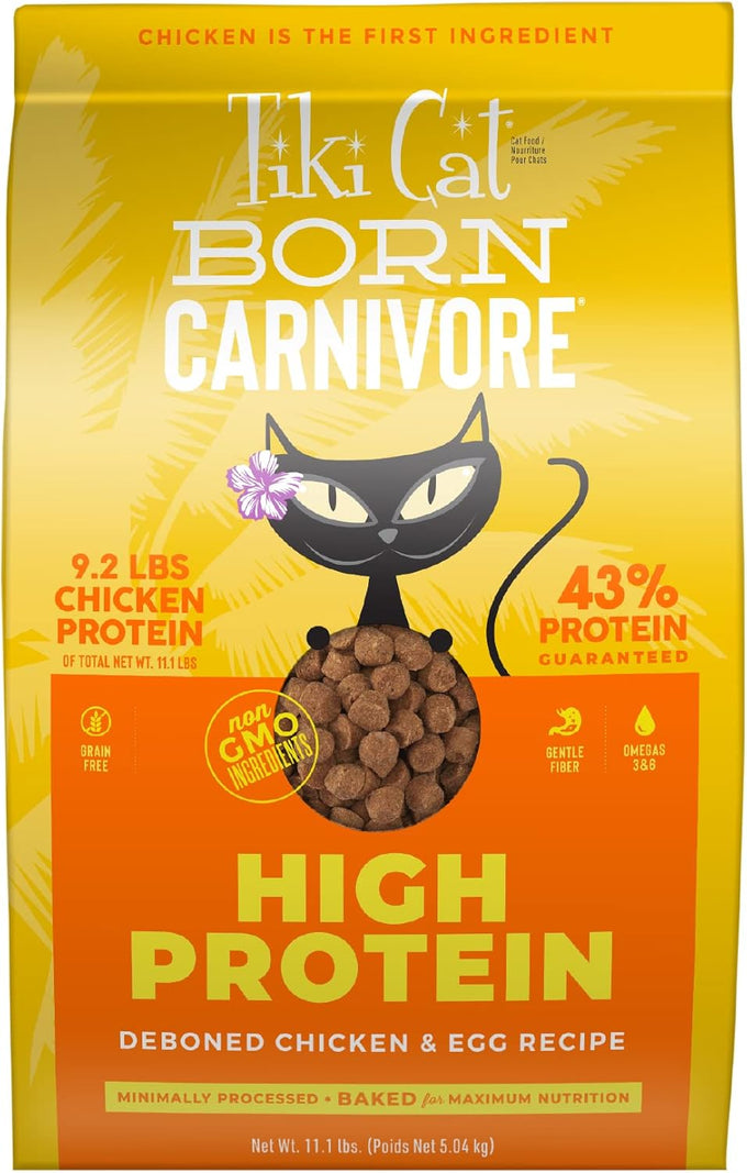 Tiki Cat Born Carnivore High Protein Dry Cat Food, Deboned Chicken & Egg, 2.8 lbs. Bag