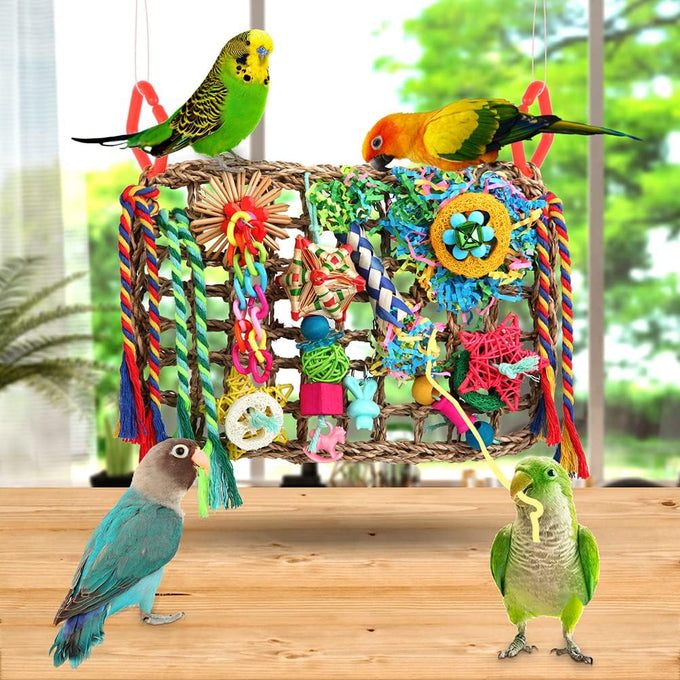 yixund handmade seagrass wall bird toys for parakeets cockatiel conures lovebirds