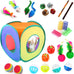 iCAGY interactive cat toy bundle for indoor cats, 25 pcs, 45 inches rainbow tunnel, colorful springs, feathers, balls, and mice