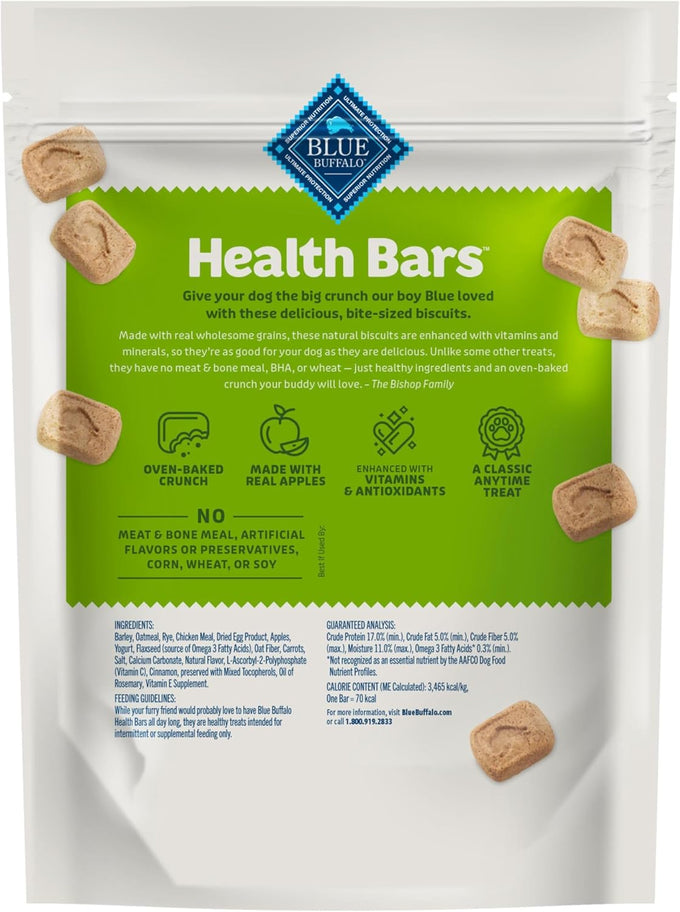 blue buffalo apples & yogurt mini crunchy dog biscuits, oven-baked with natural ingredients, 16-oz bag