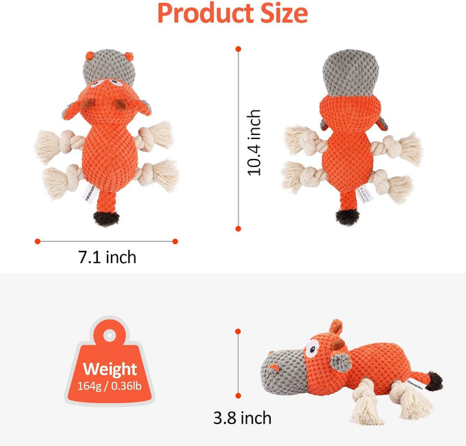 IOKHEIRA Carrot Orange Cattle Cotton Dog Squeaky Plush Toy for Large Aggressive Chewers