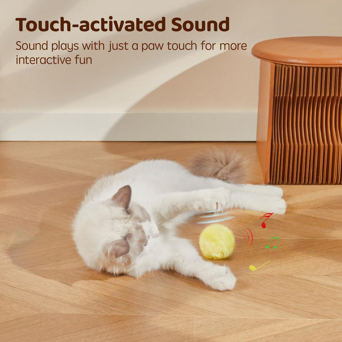 Potaroma 3-Pack Fluffy SilverVine Catnip Interactive Cat Kicker Balls with 3 Lifelike Animal Sounds