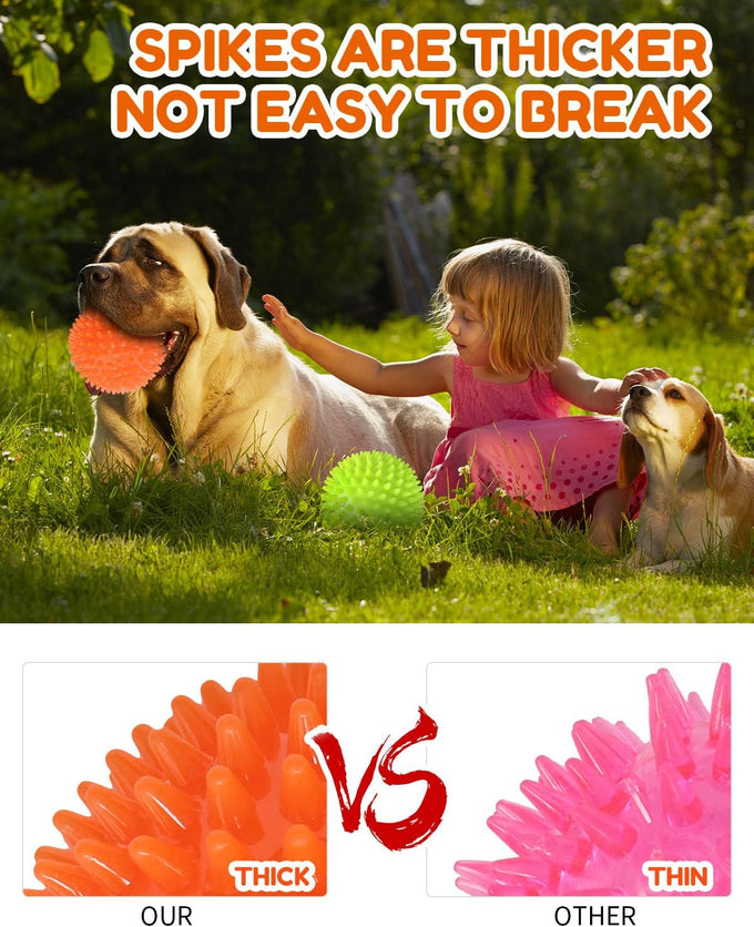 pweituoet 4.5" heavy duty squeaky dog balls for medium large dogs, 2 pack