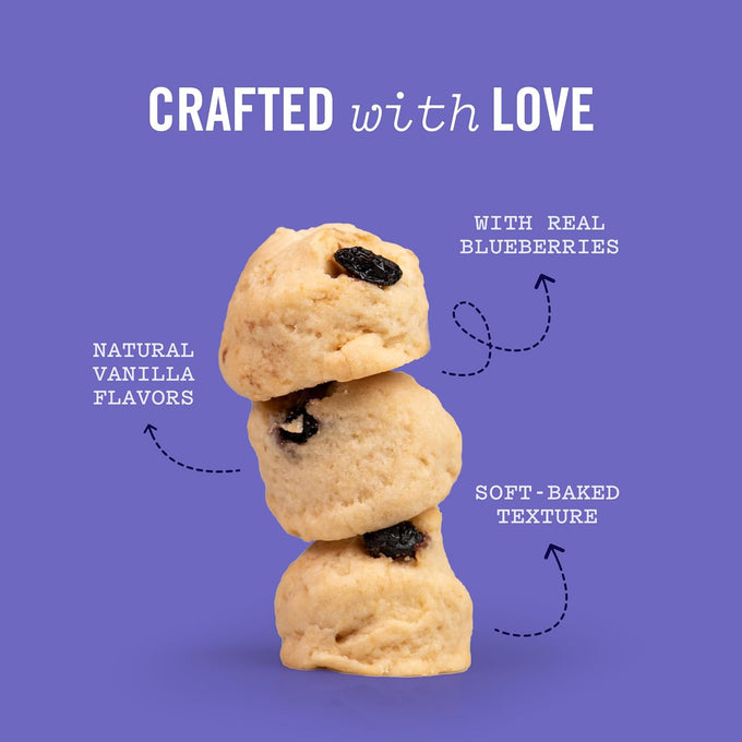 Three Dog Bakery Blueberry Pancake Bites, Treats with Real Blueberries & Vanilla, Mess-Free Snacks for Dogs & Puppies