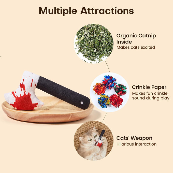 potaroma 4pcs cat toys knife-shaped kitte catnip crinkly sound indoor exercise for all cat breeds