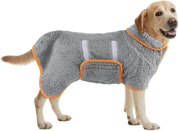Bienbee Dark Blue XL Dog Bathrobe for Small Medium Large Dogs, Quick Drying Super Soft Adjustable Towel