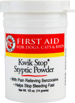 Miracle Care Kwik Stop Styptic Powder for Pets, 0.5 Ounce, Fast Acting Blood Stop with Pain Relief
