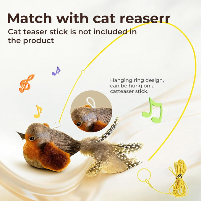 2-pack green and blue bird cat toys for indoor cats' natural hunting instincts with realistic chirping sounds