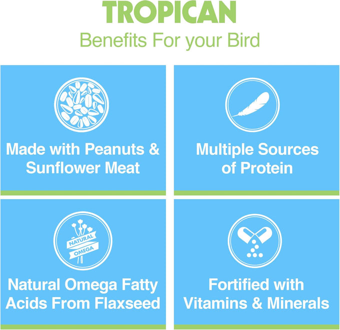 hagen tropican lifetime formula parrot food 4 lbs with peanuts and sunflower seeds