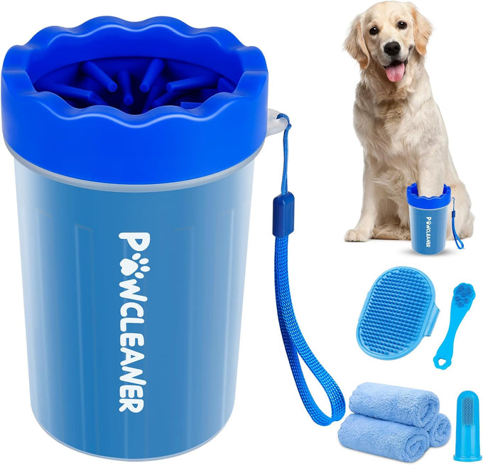 Professional 7-in-1 dog paw cleaner for medium-sized dogs, fits paws 1.5 to 2.5 inches wide, blue