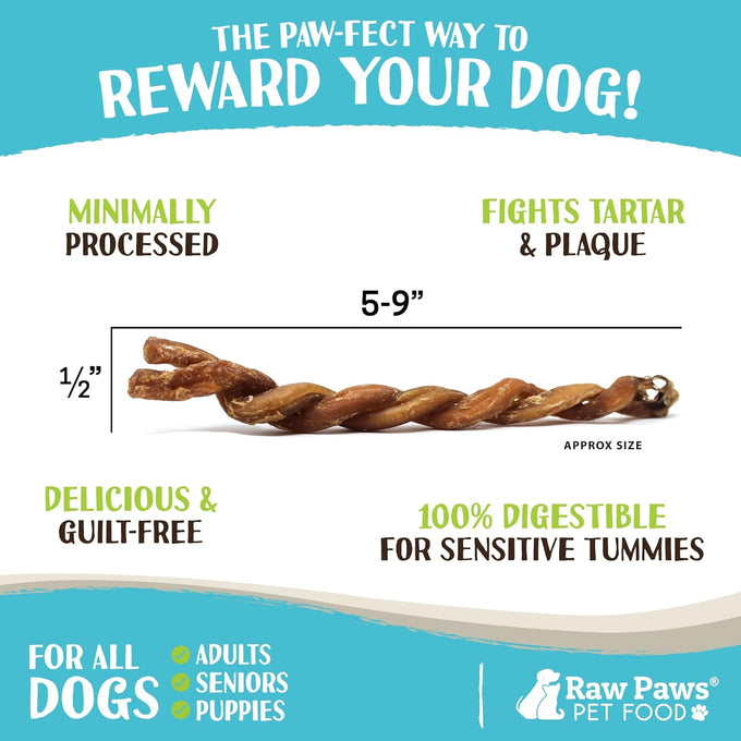 Raw Paws lamb pizzle twists for dogs, 5-9-inch, USA packed, natural lamb, free-range, and grain-free