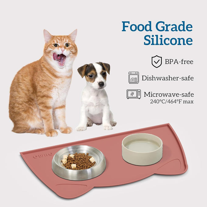 Erythrinus OHMO Silicone Pet Feeding Mat, Waterproof Dog Water Bowl Tray, Non-Skid, Easy Clean, Dishwasher Safe