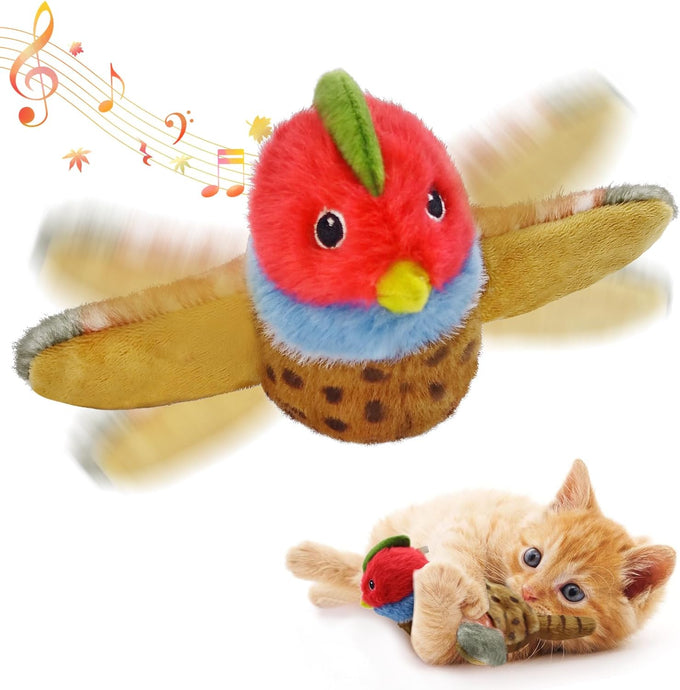Flapping Wings Sparrow Catnip Toy, Touch Activated, Rechargeable, Chirping Bird Interactive Toy for Kittens and Small Dogs