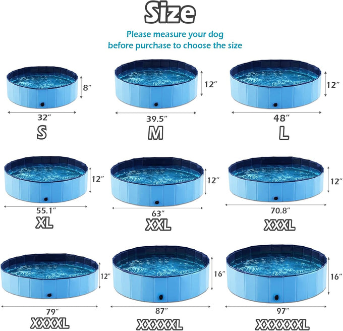 jasonwell 32 inch collapsible dog pet pool blue