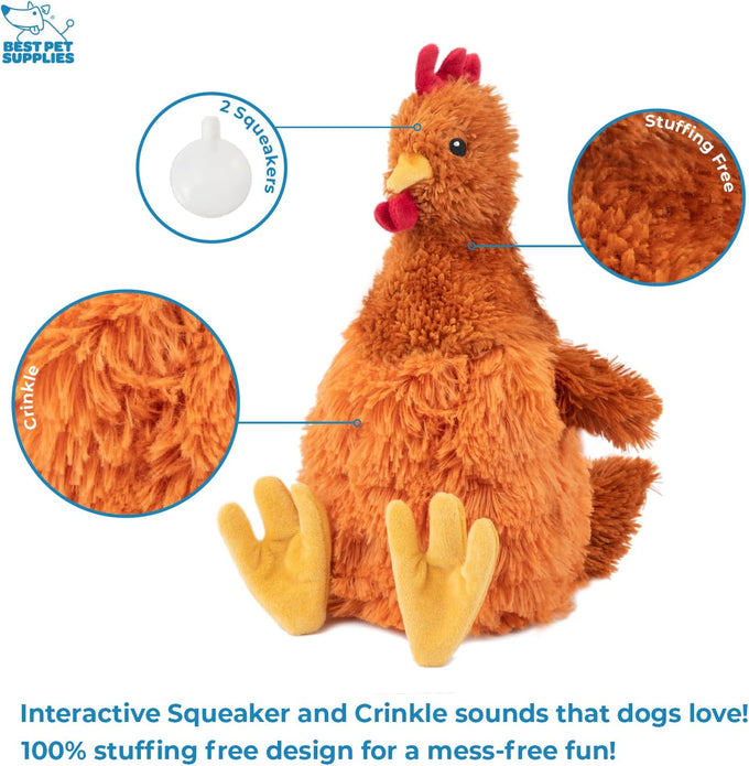 Best Pet Supplies Crinkle Chicken Octopus Dog Chew Toy, Brown, Large, Suitable for Small, Medium & Large Dogs and Fetch Lovers