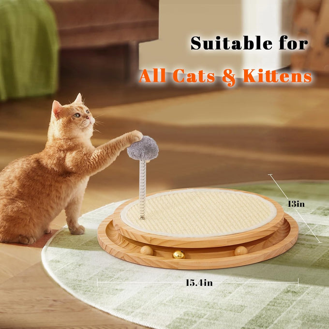 Lmugoos Cat Scratcher Natural Sisal Scratching Pad with Ball Track Spring Ball for Kitten Exercise Toy