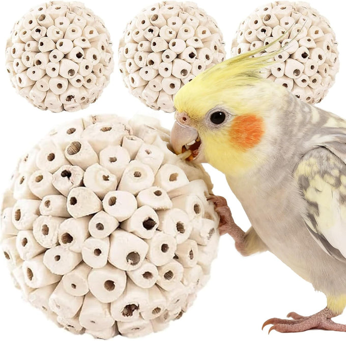 Soft Sola Atta Ball Bird Toy - Bird Foraging Toy for Sharpening Claws and Beaks for Small Birds, 6PCS, 2.36''
