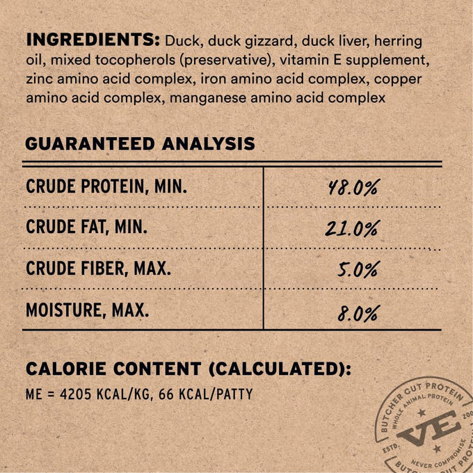 vital essentials freeze dried raw duck cat food mini patties 15 oz bag high protein grain free dry