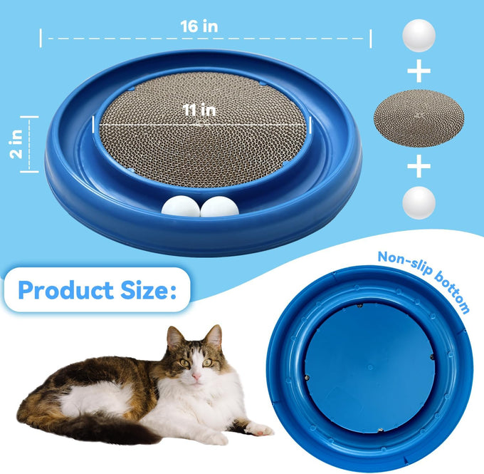 lyctdd Interactive Blue Cat Ball Track Toy with Scratching Board & Exercise Set for Indoor Cats and Kittens