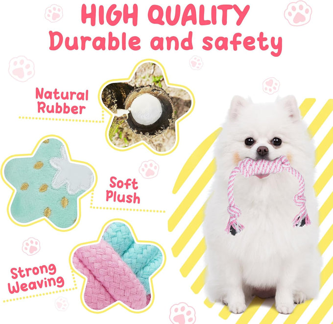 XIUGOAL 23 Pack Pink Puppy Toys for Female Puppies with Teething, Interactive Dog Toys and Ropes