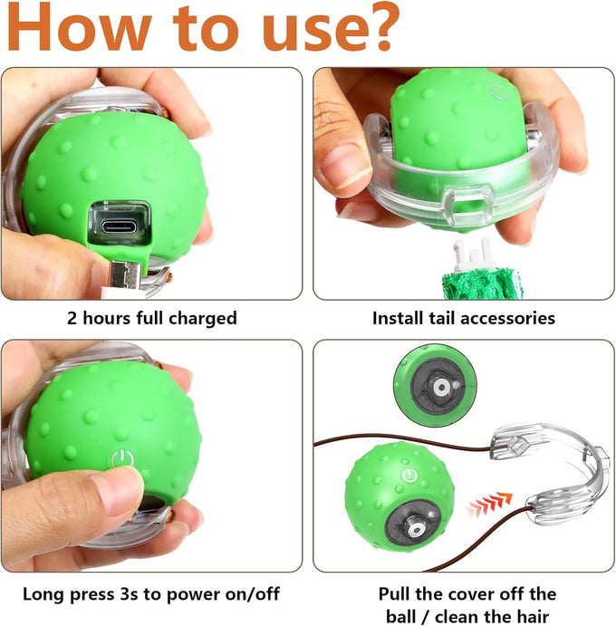 Giociv Interactive Cat Toys for Bored Cats with Chirping Centipede Motion Wake-up Motor Cat Ball