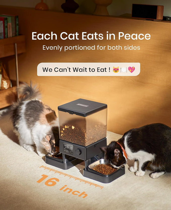 oneisall Automatic Cat Feeder for 2 Cats with 20 Cups/5L Capacity and Timed Feeding